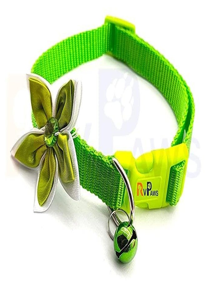 Pups&Pets Dog 15 MM Collar with Bell-Bow Tie Cute Safety Collar Nylon, Adjustable Cat Collar Flower Design for Puppies and Small Dogs - Image 1